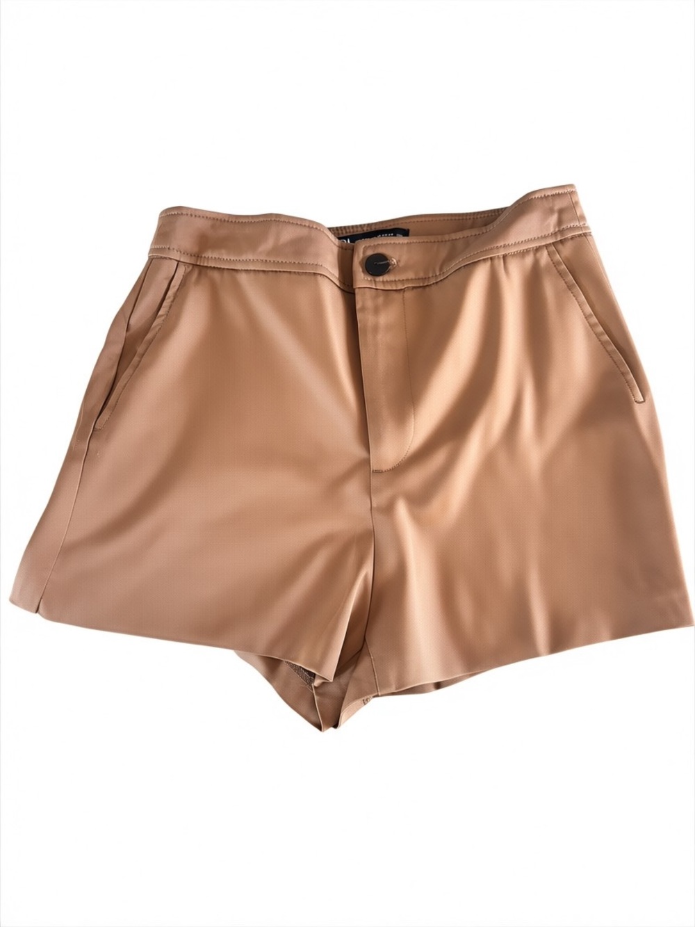 Zara Faux Leather Shorts XS Camel High Waist Vegan Leather